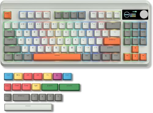 Womier M87 ゲーミングキーボード 無線 ワイヤレス 75%配列 テンキーレス ホットスワップ BT/2.4G/USB-C ガスケット搭載 RGBライト US配列メカニカルキーボード Windows/Mac用 JM-AZ-129