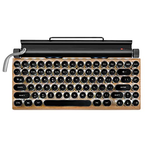 N/A DeHaccie タイプライター風メカニカルキーボード bluetooth/USBワイヤレスキーボード チョコレート丸形キートップ IOS/Android/Windows対応 (ブラウン) A03B76-21-01