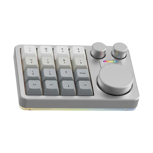 Obotsnoi 省スペース小型キーボード 16個のプログラム可能なキー 3つのノブ付き コンパクトなデスクオフィス用のカスタマイズ可能なショートカット