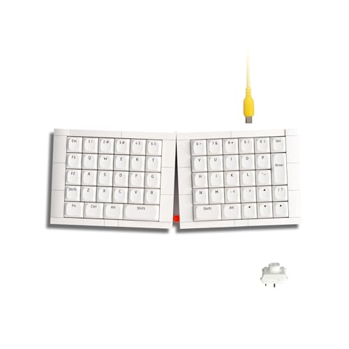 KBDcraft 07Israfel 50%エルゴスプリット ロープロファイル メカニカルキーボード 56キーオルソ Lego-Compatible Case 有線 リニアスイッチ ガスケットマウント ホットスワップ対応 RGB QMK バイアル Win/Mac用 フルキット ホワイト 07Israfel