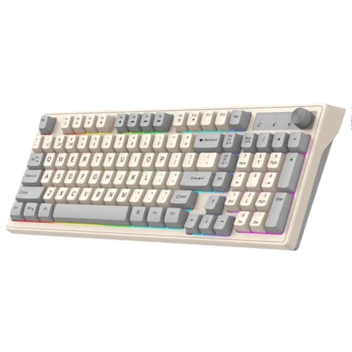 HtptxQsdk デュアルキーボードデュアルモードBT 2.4GワイヤレスRGBバックライト付き充電式ゲーミングキーボードラップトップタブレットと互換性あり(Dual-BT 2.4G Gray) HtptxQsdk960