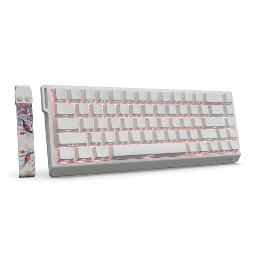 MADLIONS 有線磁気スイッチ ゲーミングキーボード MAD60 HE | アルミニウムフレーム | プラスチックキーキャップ | 8KHz ポーリングレート | Eスポーツ/PCゲーム用ラピッドトリガー (MAD68HE | RGB | ホワイト) MAD68HE | RGB | White