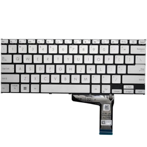 ForgeCore キーボードバックライト付き、部品番号0KNB0-1607ND00のラップトップモデルと互換性あり、X1402 X1403 X1402Z X1402ZA X1403Z X1403ZAで動作、USレイアウトに適合(Silver RU Backlit) ForgeCore888