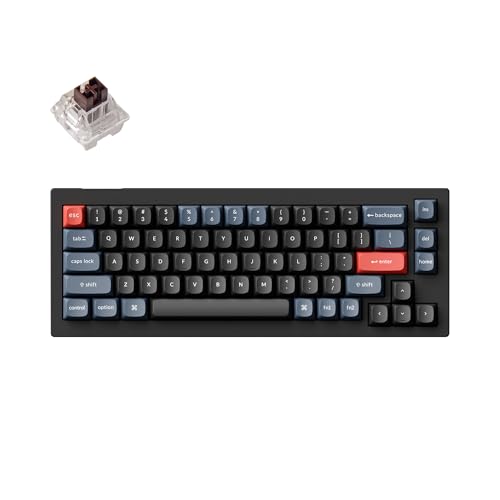 Keychron V2 有線カスタムメカニカルキーボード 65%レイアウト QMK/VIA プログラム可能なマクロ ホットスワップ可能 K Pro ブラウンスイッチ Mac Windows Linux対応 (カーボンブラック - 透明なし)