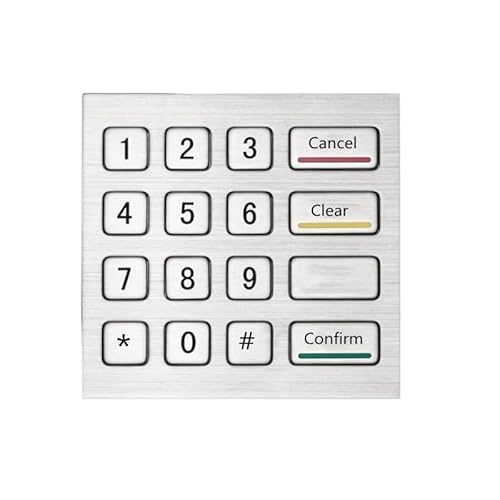 4x4 IP65 Waterproof Industrial Numeric Metal Keypad Stainless Steel Keyboard For Vending Machine(Matrix Interface,Layout 4)