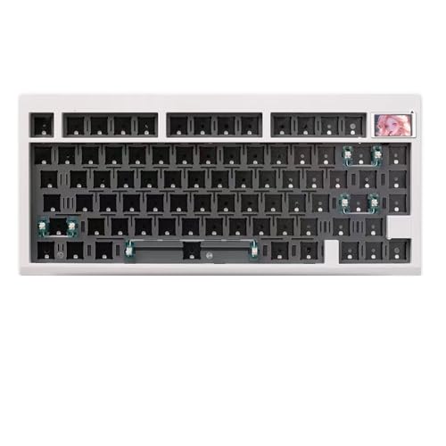 JUNENTER GMK81 キーボードキット、75%カスタムホットスワップトライモードBT5.0/2.4G/USB-CワイヤレスベアボーンキットガスケットマウントPCB RGB Via DIY TKLメカニカルゲーミングキーボード、TFT LCDスクリーン付きWin/Mac用(ブラック)