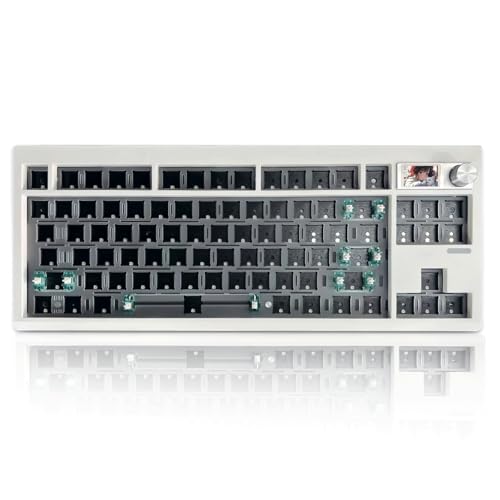 ZUOYA GMK87 TKL メカニカルキーボードキット TFTスクリーン&ノブ付き BT5.0/2.4Ghz/Type C トライモード ベアボーンキーボード プログラム可能 RGB ホットスワップ ガスケットマウント カスタム ベアボーン DIYキット Win/Mac用 (ホワイト) GMK87 Mechanical Keyboard Kit