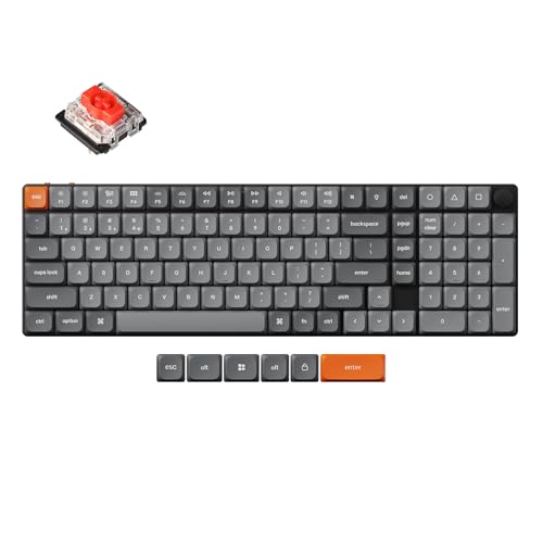 Keychron 【国内正規品】Keychron K17 Max QMK/Launcher対応ワイヤレス・カスタムキーボード、2.4GH/Bluetooth/有線対応、USレイアウト、RGBライト、ホットスワップ対応、ロープロファイルGateronメカニカルスイッチ、Mac Windows Linux対応 (ロープロファイルGateronメカニカル赤軸（ホットスワップ）) KYCN-K17M-H1