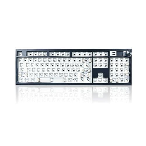 ZUOYA GMK104 メカニカルキーボード ベアボーン、VIA プログラマブルワイヤレス BT5.0/2.4G/Type-C ガスケットマウント HotSwap カスタム ベアボーンキーボードキット フルサイズ RGB ゲーミング DIY キーボード スクリーン&ノブ付き (ブラック) GMK104 Keyboard Kit