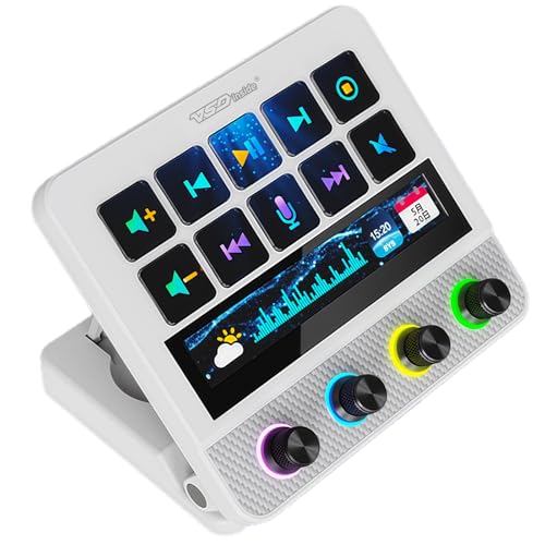 HHOlove VSDinside Stream Dock N4 Pro ストリームデック カスタムキーボード PCコントロールデバイス 4つのノブ付き 触覚振動フィードバック Touch-Bar タッチストリップ 背景設定機能（動的モード＆静的モード） ノブ周辺統合型LED照明 カスタム可能なマクロキー 模倣カーボンファイバーシート 超高速応答性能 Mac/Windows対応（ホワイト） SP257T7785821A
