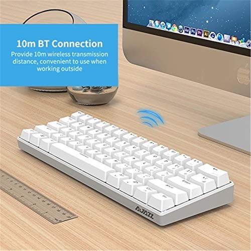 LinLong キーボード USB有線BT3.0デュアルモード61キーのメカニカルキーボードモノクロバックライトブラック（ブルー・スイッチ） 在宅勤務(White)