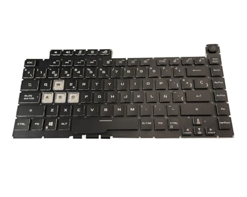 RYVLYRQBS スペイン語バックライト付きキーボード、Asus、ROG、Strix、G531 G531G G531GT G15 G512 G512LV G512LW と互換性あり(5 pcs)