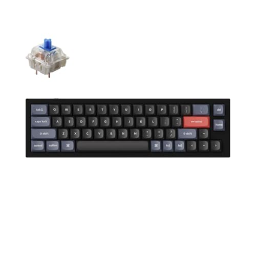 Keychron (キークロン) Q9 52キー 40% レイアウト熱狂的メカニカルキーボード (有線) – QMK/Launcher プログラマブルレイヤー Mac/Windows用 ホットスワップ可能 Gateron G Pro ブルースイッチ アルミニウムボディ RGB ブラック Q9C2