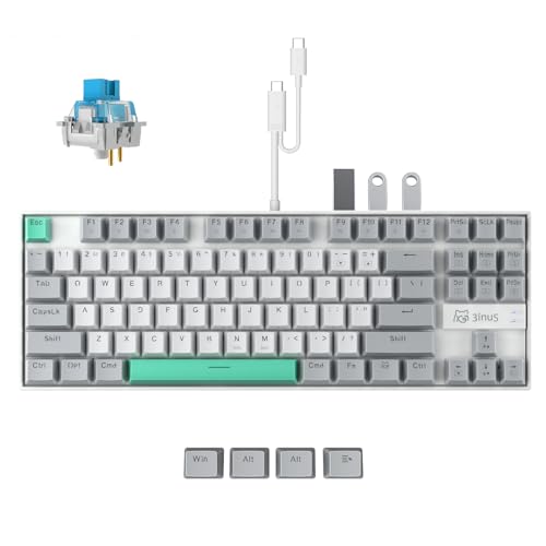 3inuS メカニカルキーボード USB-Cハブ付き MacBookとiMac用 87キー REG バックライト 有線ゲーミングキーボード HDMIとUSB-Cポート付き オフィスや自宅のキーボードハブ タクタイルブルースイッチ付き