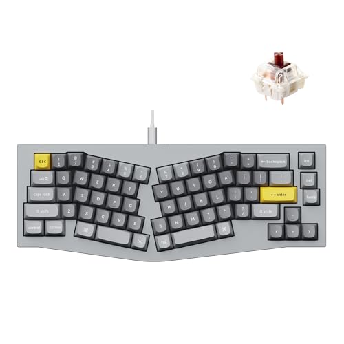 Keychron Q8 有線カスタムメカニカルキーボード 65% Alice Layout QMK/VIA プログラム可能 ホットスワップ可能 Gateron G Pro ブラウンスイッチ ダブルガスケット Mac Windows Linux対応 (グレー) Q8-D3
