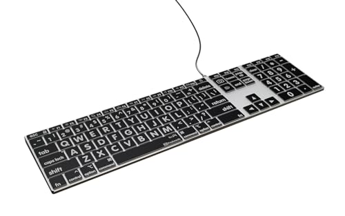 KB COVERS ラージプリントバックライト付きプロアルミニウムキーボード - macOS - US | ハイコントラストキーラベル | タイピングの可視性 | 低照度のワークスペースアクセサリー