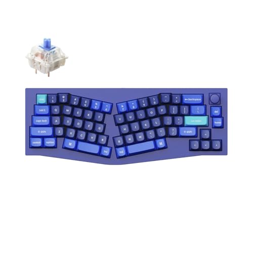 Keychron Q8 有線カスタムメカニカルキーボード ノブ付き 65% Alice Layout QMK/VIA プログラム可能 ホットスワップ可能 Gateron G Pro Blue Switch ダブルガスケット Mac/Windows/Linux対応 (ブルー) Q8-O2Z
