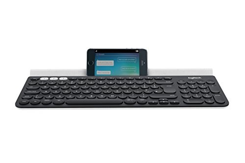 Logitech ロジクールK 780マルチデバイスワイヤレスUSB、ブルートゥースキーボード、ウィンドウズ用ワイヤレスキーボード、マック、クロームOS、iOSの、アンドロイド、デバイス間の切り替え、静かなキーボード、QWERTY UKレイアウト、ダークグレー/ホワイト