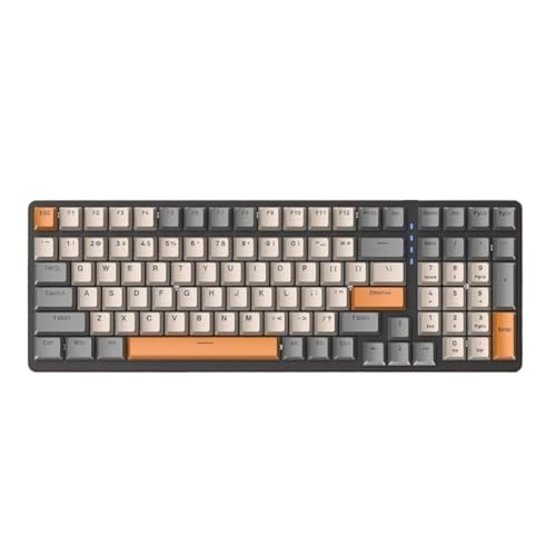 EACTndKAA ホットスワップソケット付きメカニカルキーボード、テンキー付き98%レイアウト、USB Type-C有線接続、RGBバックライト、スペイン語、韓国語、アラビア語レイアウトと互換性あり(Red Switch orange) EACTndKAA258