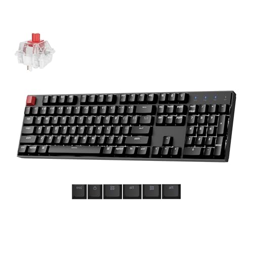 Keychron K10 バージョン2 フルサイズ 104キー Bluetooth ワイヤレス メカニカル ゲーミングキーボード Mac Windows用 スーパーレッドスイッチ ホワイト LED バックライト/USB C 有線コンピューターキーボード