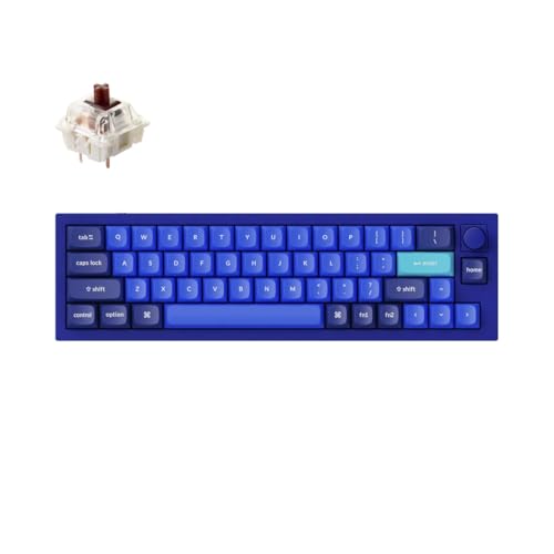Keychron Q9 52キー 40%レイアウト メカニカルキーボード (有線) ノブ付き – QMK/Launcher プログラム可能なレイヤー Mac/Windows用 ホットスワップ可能 Gateron G Pro ブラウンスイッチ アルミニウムボディ RGB ブルー