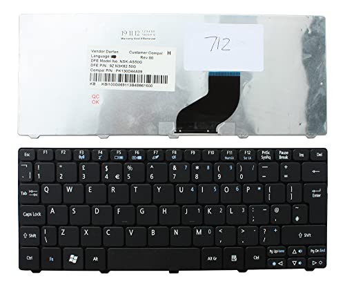 Power4Laptops Keyboards4Laptops UKレイアウト ブラックバージョン2 (画像をご確認ください) 交換用ノートパソコンキーボード Acer Aspire One 532H-2527に対応