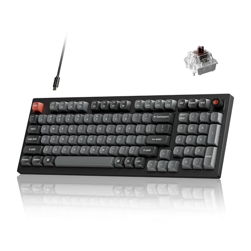 Keychron V5 8K 96%コンパクトメカニカルキーボード 8000Hz ポーリングレート ホットスワップ可能 QMK/VIA プログラム可能 有線キーボード テンパッド&ノブ付き RGBバックライト 人間工学 Mac Windows Linux-Brown Switch