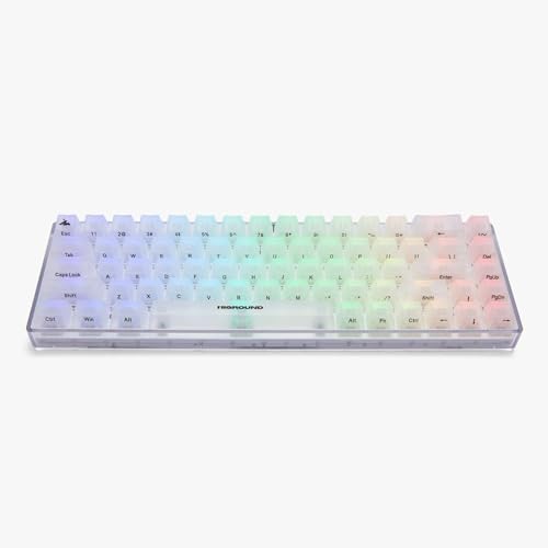Higround Crystal Opal Basecamp 65%メカニカルUSB有線ゲーミングキーボード 静音グレイシャースイッチ プログラム可能なRGB 透明/半透明 ホットスワップ可能 ディープソック クリーミーなサウンドPCキーボード