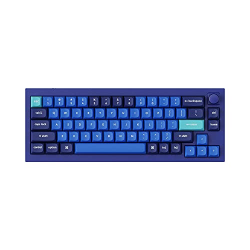 Keychron Q2 ホットスワップ可能 有線メカニカルキーボード RGB LED付き | Gateron G Pro ブルースイッチ|ノブバージョン | WindowsおよびMac OS用 | 65%レイアウト (68キー)|アルミニウムフレーム (ネイビーブルー、Q2-O2) Q2-O3