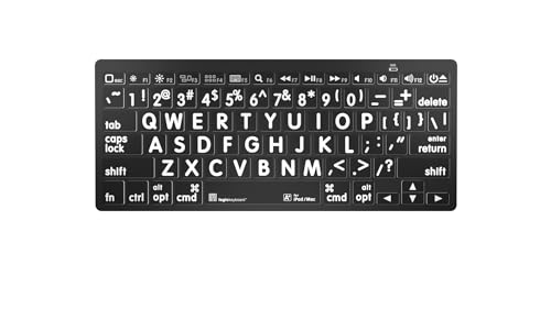 LogicKeyboard Large Print White on Black Bluetooth Mini Keyboard For Apple iPad and iPhone - Tablet not Included