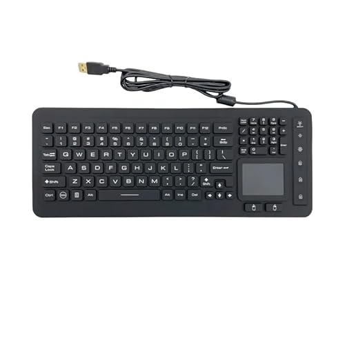 IP68防水LEDバックライトブラック頑丈な工業用シリコンキーボード（タッチパッド付き） SBNCBEEBU-811C6E08