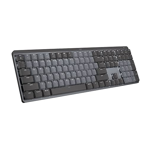 Logitech MX Mechanical Wireless Illuminated Performance Keyboard, Tactile Quiet Switches, Backlit Keys, Bluetooth, USB-C, Ma cOS, Windows, Linux, os, Android, Metal