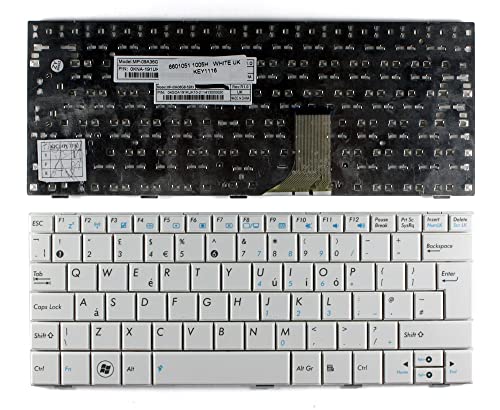 Power4Laptops UK レイアウト ホワイト 交換用 ノートパソコン キーボード Asus Eee PC 1005HA-VU1X-PI対応