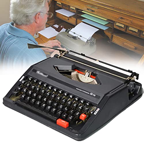 BONAD ワイヤレス タイプライター キーボード、昔ながらのタイプライター、機械式英語タイプライター、1980 クラシック ノスタルジア ポータブル レトロ 手動タイプライター、通常使用のビンテージ タイプライター,Black
