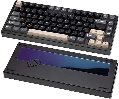 KEEBMONKEY WOBKEY Rainy 75 アルミニウム HMX/JWK スイッチ メカニカルキーボード 優れた音響 有線 BT 2.4G ワイヤレス接続 RGB/PP/グラデーションガラス/3500mAh/バイオレットスイッチ (スタンダード - ブラック) Standard - Black V2