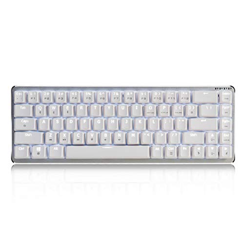 ZhaoGangLi キーボード68キーメカニカルキーボードオールメタルボディスイッチブラック/ブルー/ブラウン/レッドアクシスデュアルモードBTバージョン、ホワイトバックライト付き長時間稼働 テレワーク リモート 在宅勤務 (Size:One Size; Color:White2) WG8057YSKJ4