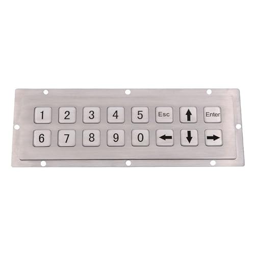 OPUIHO 2×8 Rectangular Metal Keyboard With 16 Keys, Industrial-Grade Brushed Stainless Steel(RS232) BFADAOFES-04F5B699