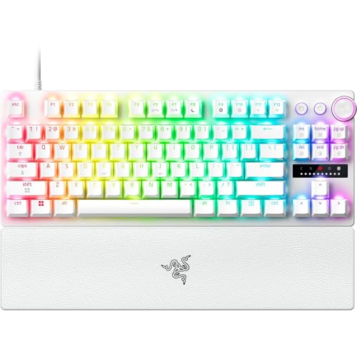 Razer Huntsman V3 Pro TKL 8KHz esports ゲーミングキーボード:アナログオプティカルスイッチ Gen 2-8000 Hz ポーリングスナップタップ - ラピッドトリガー - 調節可能な作動 - メディアコントロール - PBTキーキャップ - ホワイト RZ03-05521100-R3U1