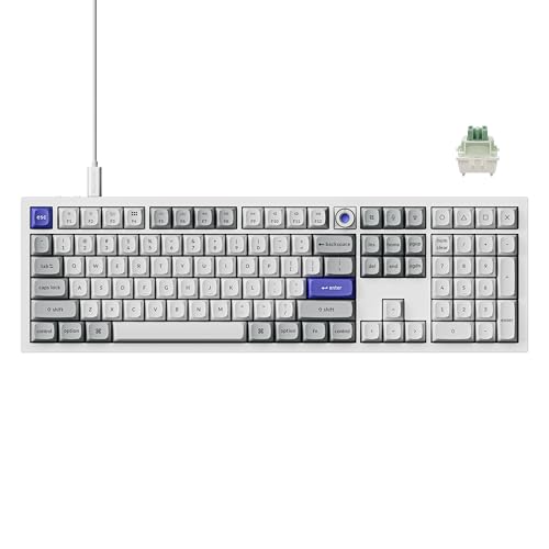 Keychron Q6 HE 有線ホールエフェクトキーボード ラピッドトリガー 磁気スイッチキーボード ホットスワップ可能 8000Hz ポーリングレート フルサイズレイアウト アルミニウム カスタムRGB Mac Windows Linux用 - ホワイト Q6HW-P1