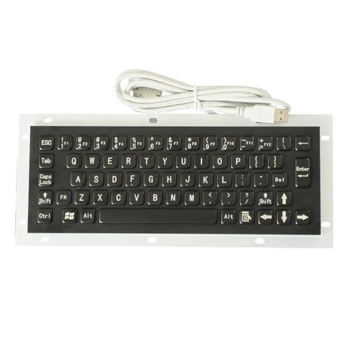 Black Mini 65 Keys Industrial Computer Waterproof Stainless Steel Rugged Keyboard Without Mouse(USB Interface)