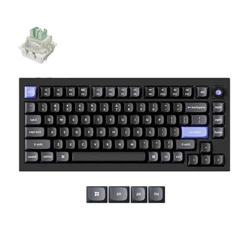 Keychron Q1 HE 有線 8000Hz TMR 磁気キーボード ラピッドトリガー 超高速ライムスイッチキーボード ホットスワップ可能 75%レイアウト アルミニウム Mac Windows Linux用カスタムRGB - ブラック Q1HW-M1