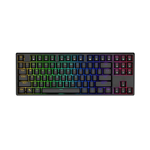 U5GAAALPPQ9 ノートパソコンキーボード メカニカルキーボード RGBバックライトモード有線87キー バックライト メカニカルゲーミングキーボード PCゲーマー/コンピューター/ノートパソコンキーボード用(チェリー:イエロー)(ブラウン) op1/12153