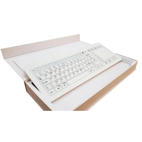USB Glass Keyboard with Touchpad Waterproof Anti-Bacterial Design for Clinics and Labs