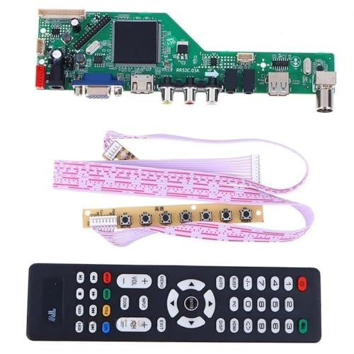 WQMEOR YY30-1 セット LCD TV マザーボード ドライブボード RR52C.03A DVB-T DVB-T2 対応 無料キーリモコン付き