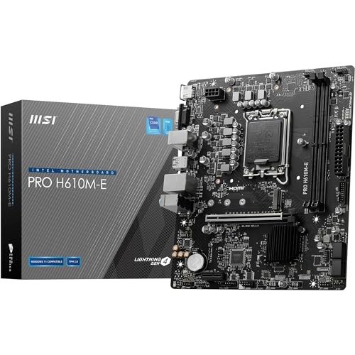 Intel MSI PRO H610M-E マザーボード、Micro-ATX - 第14世代/第13世代/第12世代Intel Coreプロセッサー、LGA 1700 - DDR5メモリーブースト 5600MHz/MAX、PCIe 4.0 x16スロット、M.2 Gen3スロットに対応。 7D48-019R