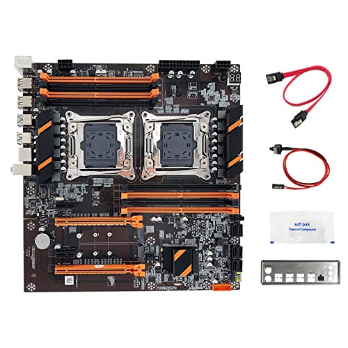 Hubceuo X99 デュアルCPUマザーボード+SATAケーブル+スイッチケーブル+バッフル+サーマルグリースLGA 2011 DDR4サポート2011-V3 CPUマザーボード。