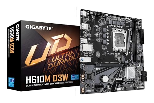 GIGABYTE H610M D3W マザーボード - 第14世代Intel Core CPU、5+1+1フェーズVRM、最大5600MHz DDR5、1xPCIe 3.0 M.2、1GbE LAN、USB 3.2 Gen 1に対応。