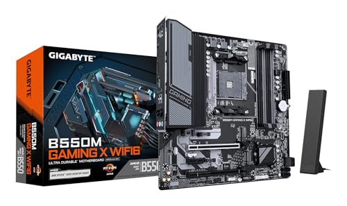 GIGABYTE B550M GAMING X WIFI6 マザーボード - AMD Ryzen 5000 CPU、5+3フェーズVRM、最大3200MHz DDR4、1xPCIe 4.0 + PCIe 3.0 M.2、Wi-Fi 6、1GbE LAN、USB 3