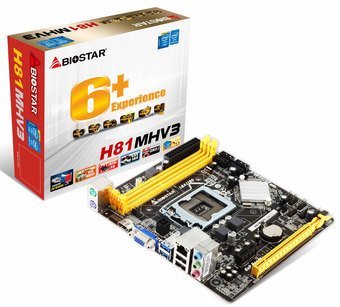 Biostar h81mhv3 Ver。7.x Micro ATXマザーボードIntel h81チップセット、は、インテルCore i7 / i5 / i3 / Pentium CPU、デュアルddr3 1600、SATA III、ギガビットLAN、USB 3.0、HDMI、VGA、Windows 8.1 Ready
