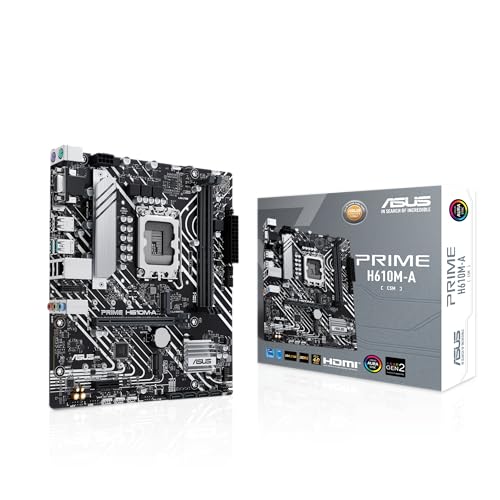ASUS Prime H610M-A-CSM Intel H610 (LGA 1700) CSM Business mATX マザーボード、PCIe 4.0、2X M.2、DDR5、1GbE LAN、DP、HDMI、VGA、USB 3.2 Gen 2ポート、ASUS Control Center Express IT Management